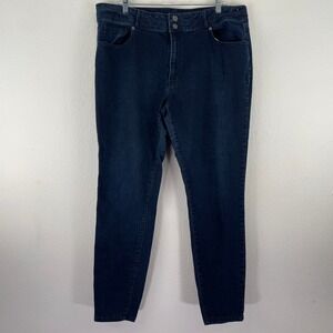 Model Off Duty Dark Wash High Rise Skinny Jeans Plus 18 Indigo Denim Stretch